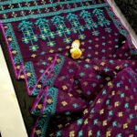 Wine Berry Soft Dhakai Jamdani Saree
