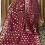 Wine Soft Joriwork Jamdani Saree