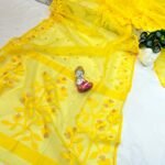 Yellow Soft Nayan Tara Dhakai Jamdani Sari