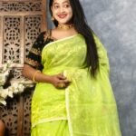 Avocado Green Soft Joriwork Jamdani Saree