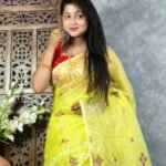 Bitter Lemon Soft Jori Buti Dhakai Jamdani Sari