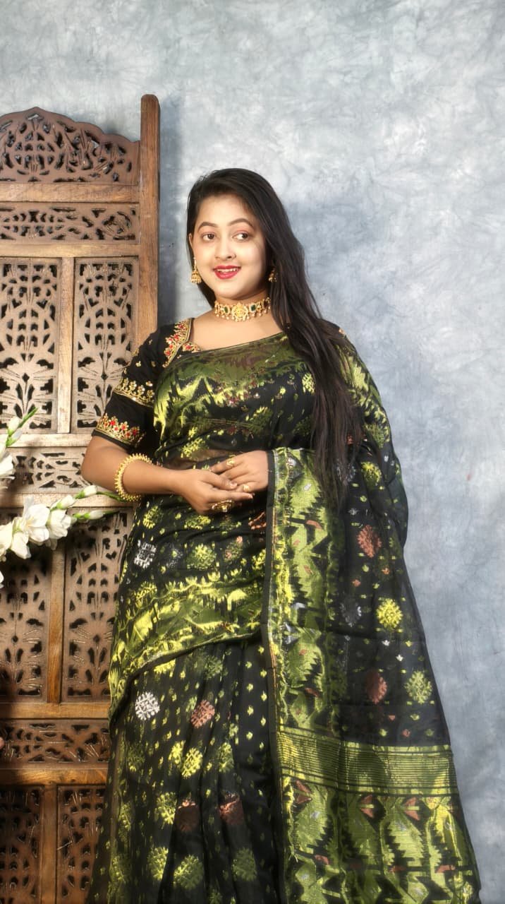 Black Soft Joriwork Jamdani Saree