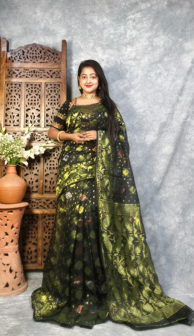 Black Soft Joriwork Jamdani Saree