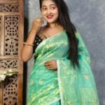 Clover Green Soft Joriwork Jamdani Saree