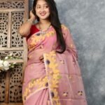 Copper Rose Soft Bonolota Jamdani Sari