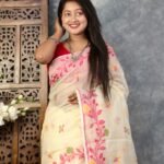 Cream Soft Bonolota Jamdani Sari