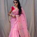 Dull Pink Soft Buti Korat Jamdani Sari With Blouse Piece