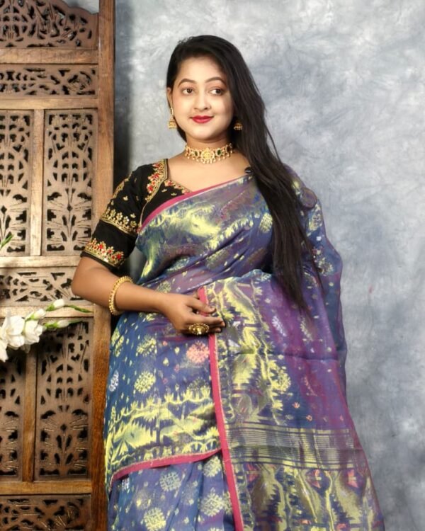 Dusk Soft Joriwork Jamdani Saree