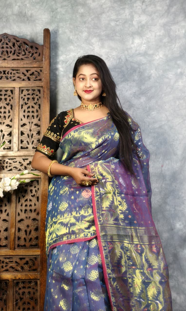 Dusk Soft Joriwork Jamdani Saree