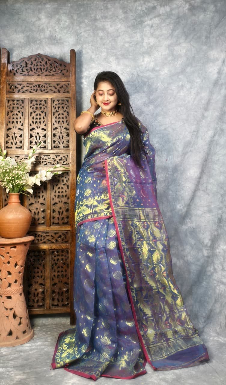 Dusk Soft Joriwork Jamdani Saree