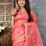 Faded Red Soft Buti Korat Jamdani Sari With Blouse Piece