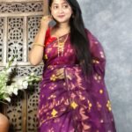 Grape Purple Soft Jori Buti Dhakai Jamdani Sari