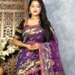 Grape Purple Soft Joriwork Jamdani Saree