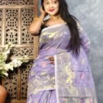 Lavender Purple Soft Joriwork Jamdani Saree