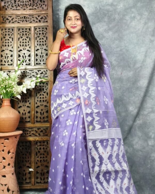 Levendar Soft Korat Buti Jamdani Saree