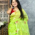 Light Pea Green Soft Jori Buti Dhakai Jamdani Sari