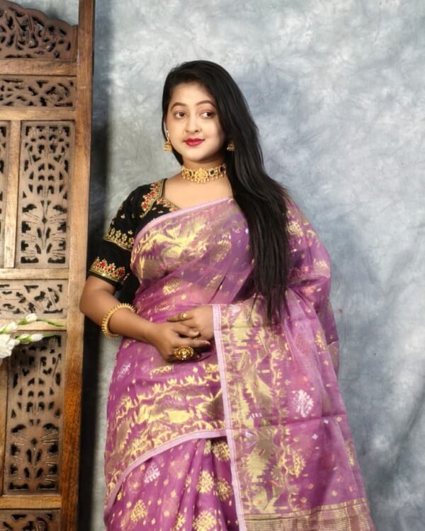 Light Plum Soft Joriwork Jamdani Saree