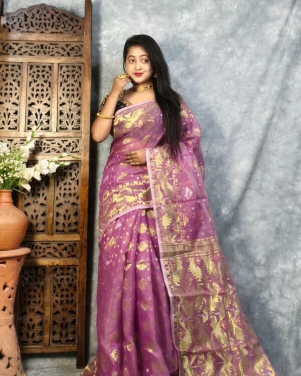 Light Plum Soft Joriwork Jamdani Saree