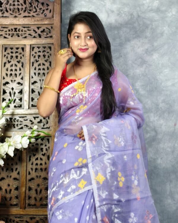 Light Purple Soft Jori Buti Dhakai Jamdani Sari