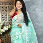 Light Sea Green Soft Korat Buti Jamdani Saree