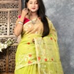 Luxor Gold Soft Buti Korat Jamdani Sari With Blouse Piece