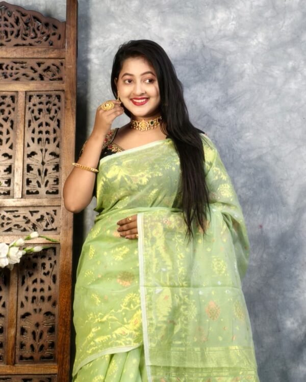 Olivine Soft Joriwork Jamdani Saree