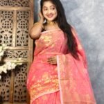 Pastel Red Soft Joriwork Jamdani Saree