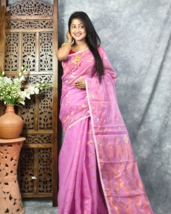 Persian Pink Soft Jori Buti Dhakai Jamdani Sari