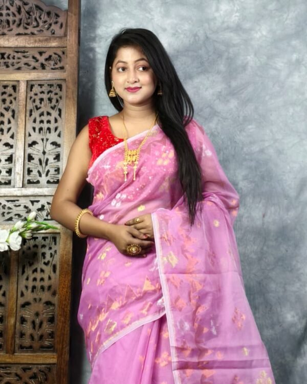 Persian Pink Soft Jori Buti Dhakai Jamdani Sari