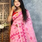 Pink Daisy Soft Korat Buti Jamdani Saree