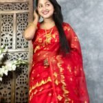 Red Soft Jori Buti Dhakai Jamdani Sari