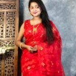 Red Soft Korat Buti Jamdani Saree