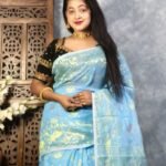Sky Blue Soft Joriwork Jamdani Saree