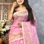 Tulip Pink Soft Joriwork Jamdani Saree