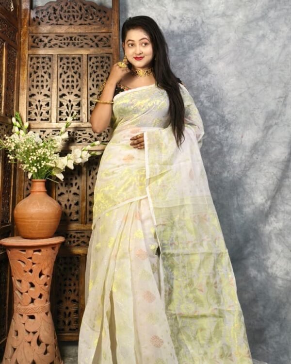 White Rock Soft Joriwork Jamdani Saree