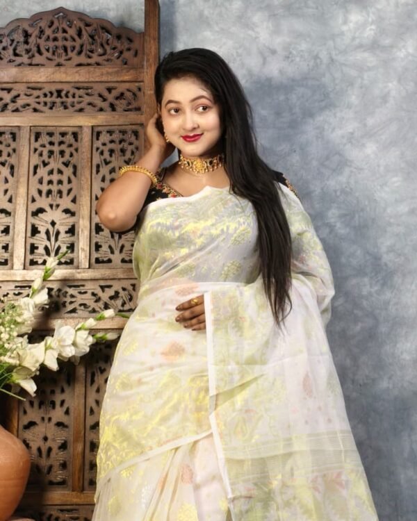 White Rock Soft Joriwork Jamdani Saree