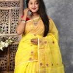 Yellow Soft Buti Korat Jamdani Saree With Blouse Piece