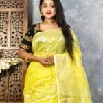Yellow Soft Joriwork Jamdani Saree